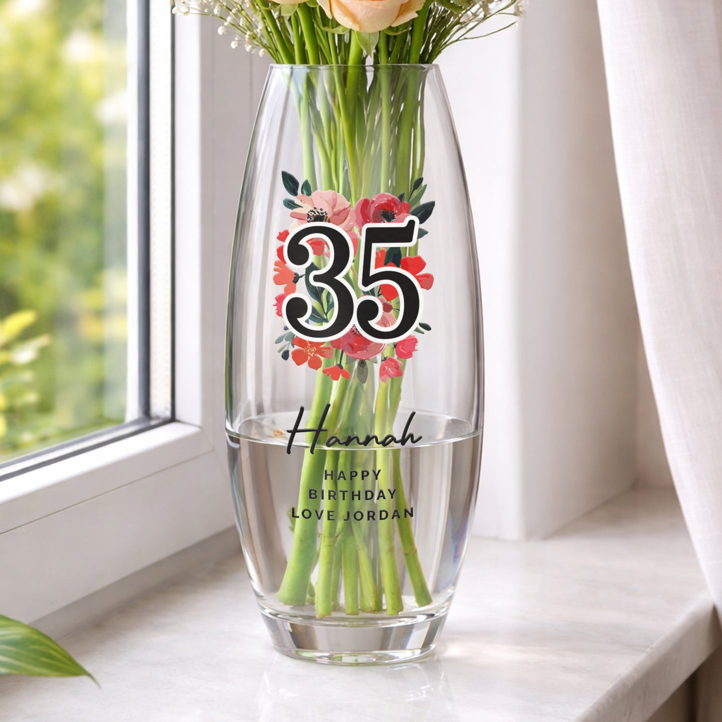 Personalised Floral Birthday Vase