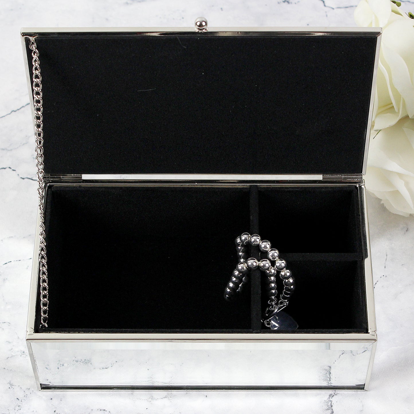 Personalised Mirrored Floral Jewellery Box