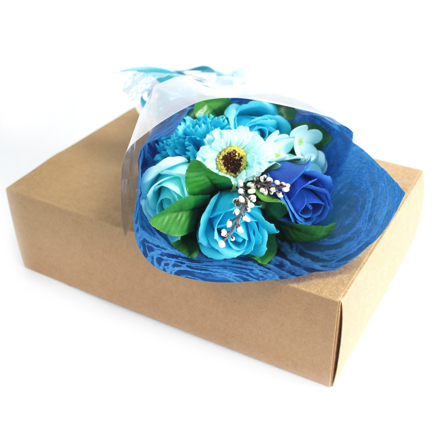 Boxed Soap Flower Bouquet Blue