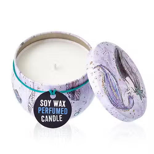 Art Tin Candle Sea Life Raspberry