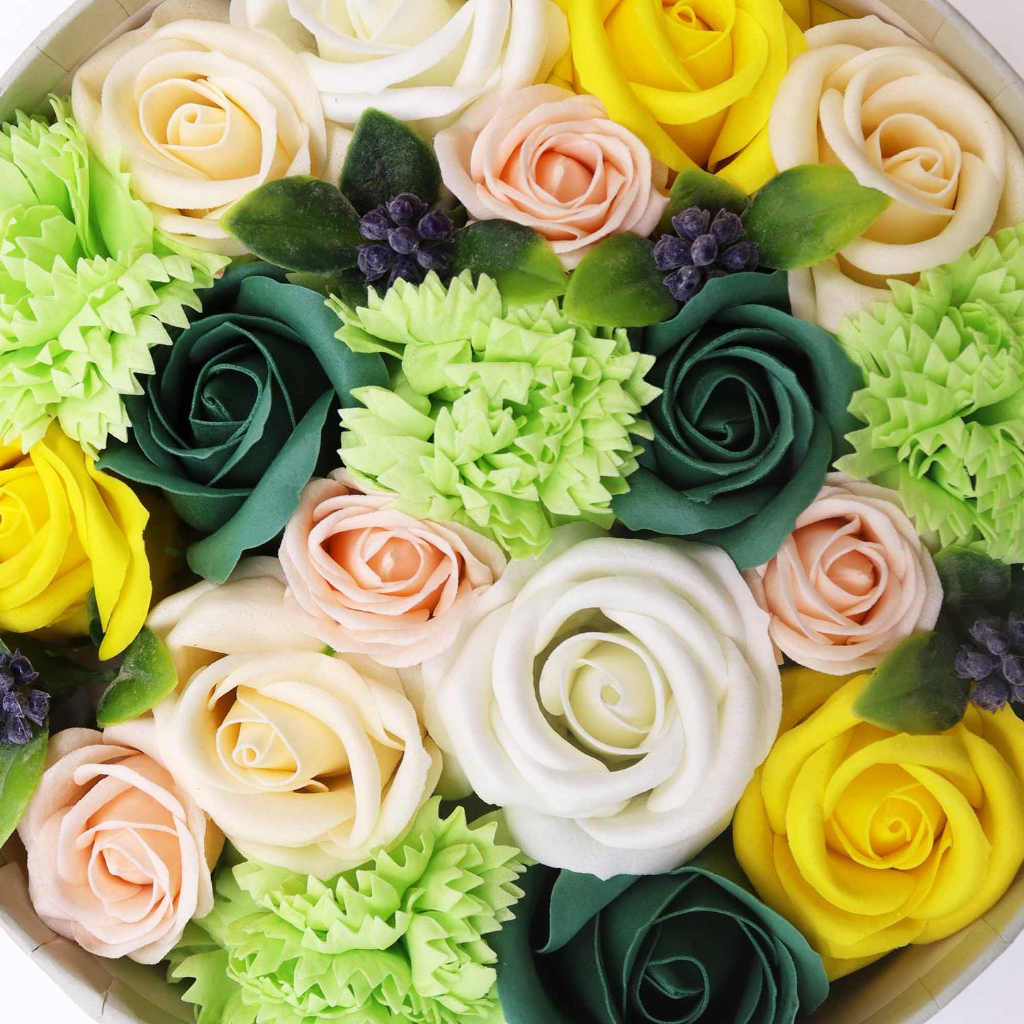 Soap Flower Gift Box Spring Celebrations Yellows and Greens