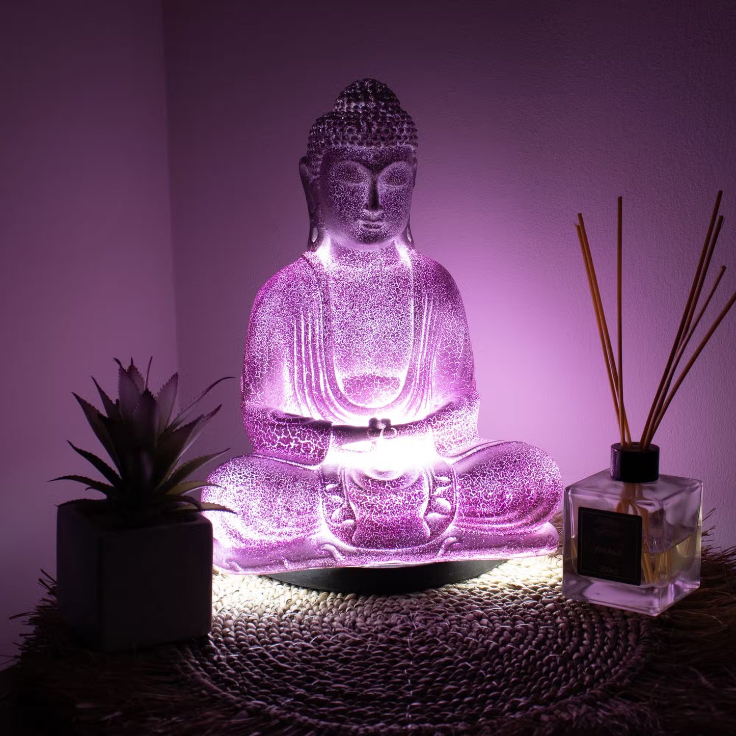 Meditation Buddha Lamp Sky Blue, Lavender, Cherry