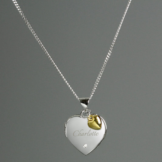 Personalised Heart Sterling Silver Locket Necklace