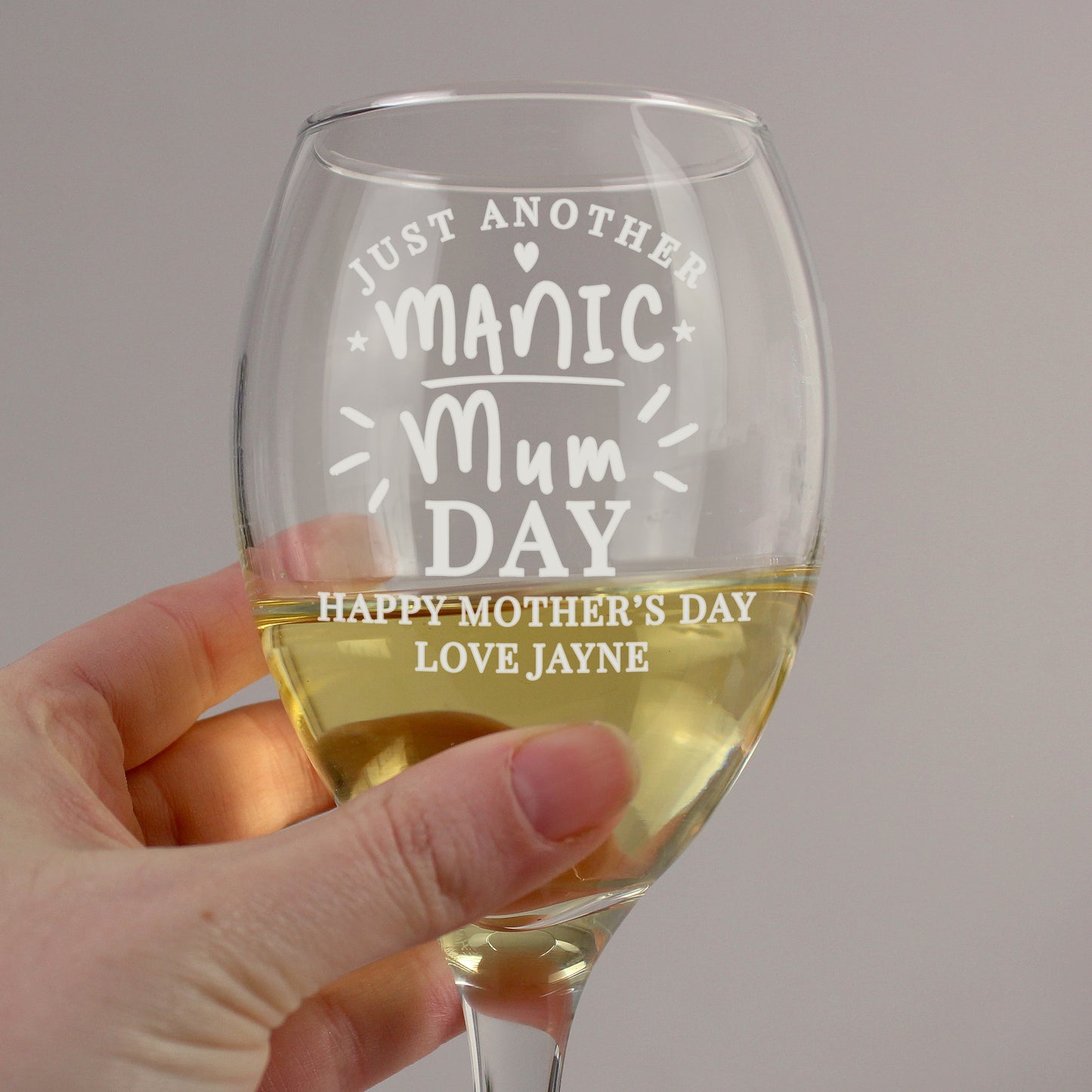Personalised Manic Mum Wine Glass