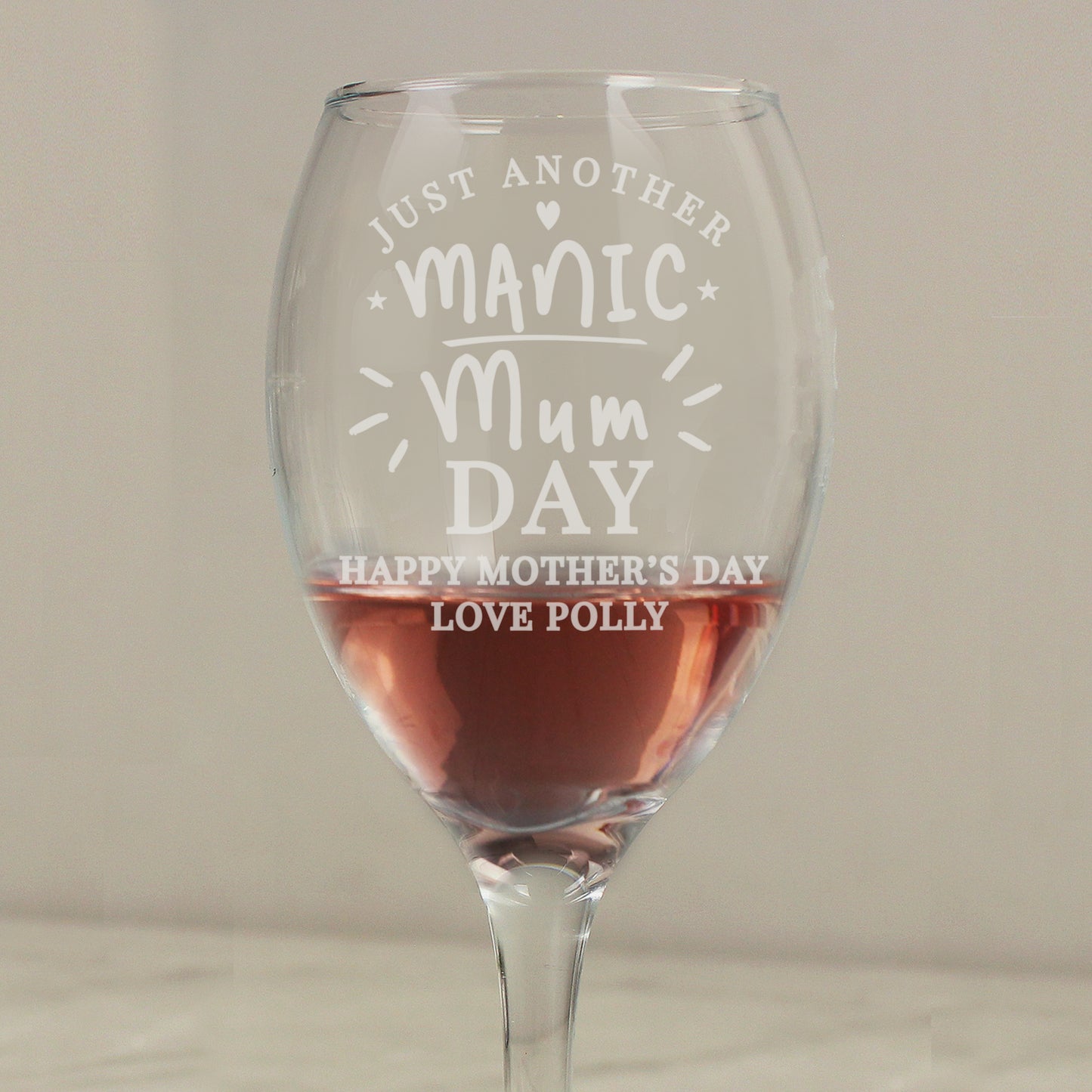 Personalised Manic Mum Wine Glass