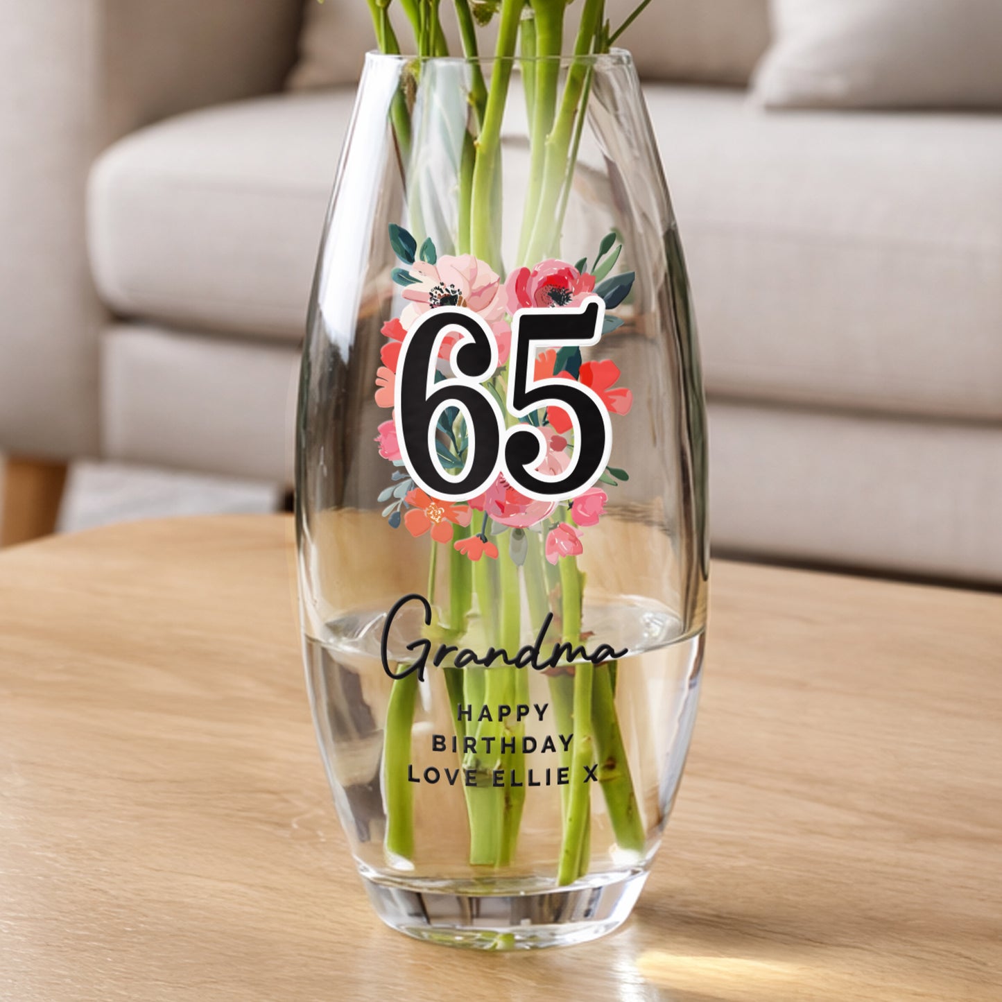Personalised Floral Birthday Vase