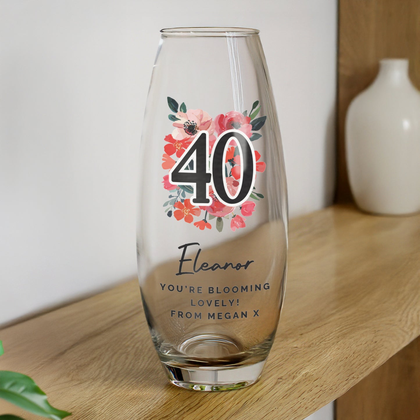Personalised Floral Birthday Vase