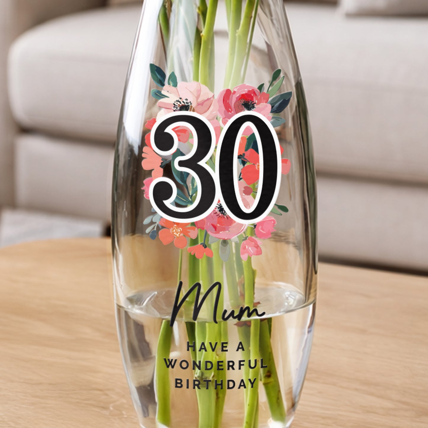 Personalised Floral Birthday Vase