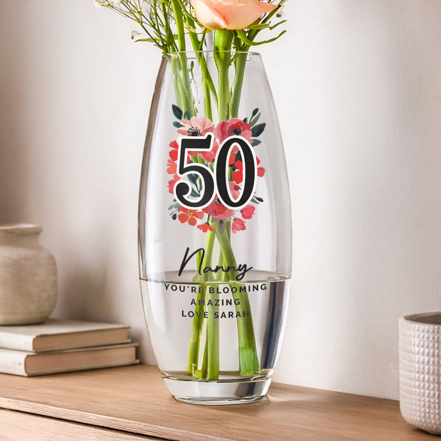 Personalised Floral Birthday Vase