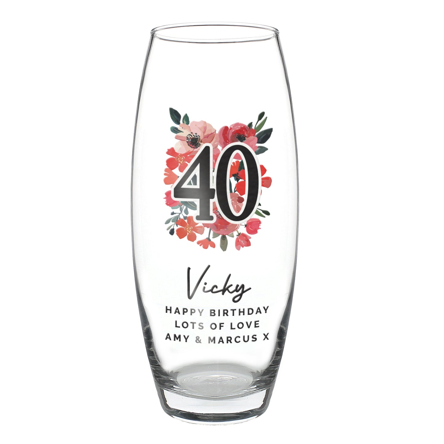 Personalised Floral Birthday Vase