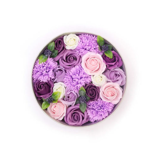 Soap Flower Gift Box Purple Rose and Carnation