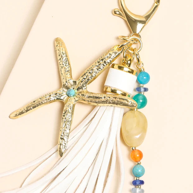 Beaded Starfish Tassel Keyring And Bag Charm