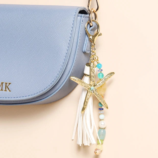 Beaded Starfish Tassel Keyring And Bag Charm