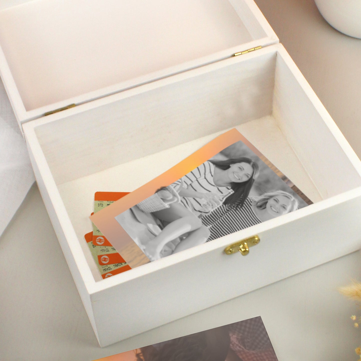Personalised Gold Heart White Box Wedding, Engagement, Birthday, Memorial