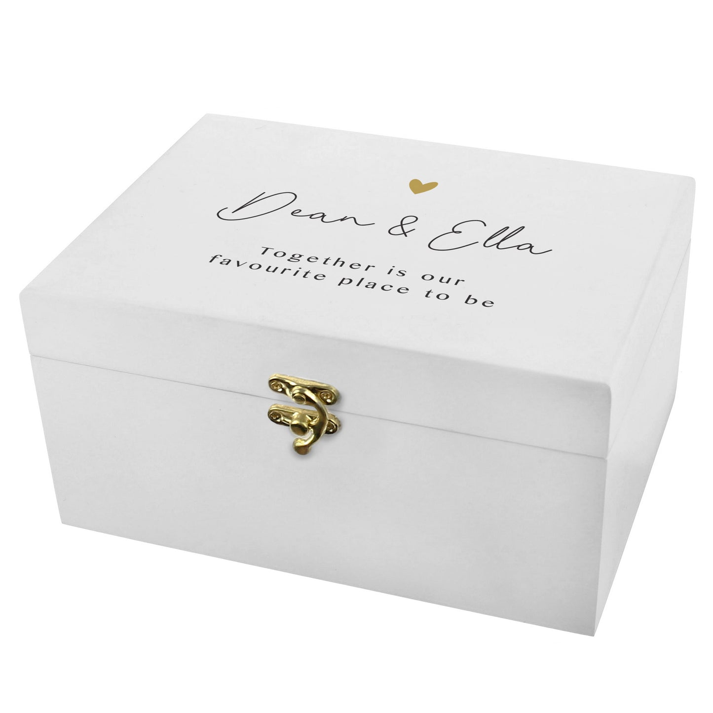 Personalised Gold Heart White Box Wedding, Engagement, Birthday, Memorial