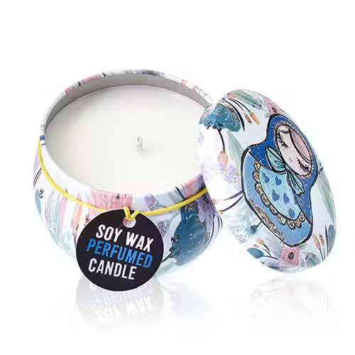 Art Tin Candle Russian Dolls Dolly Blue