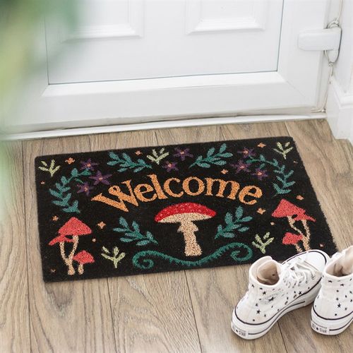 Black Mushroom Welcome Door Mat