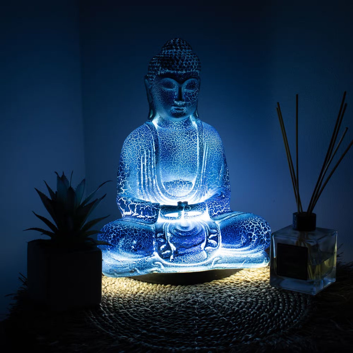 Meditation Buddha Lamp Sky Blue, Lavender, Cherry