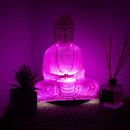 Meditation Buddha Lamp Sky Blue, Lavender, Cherry