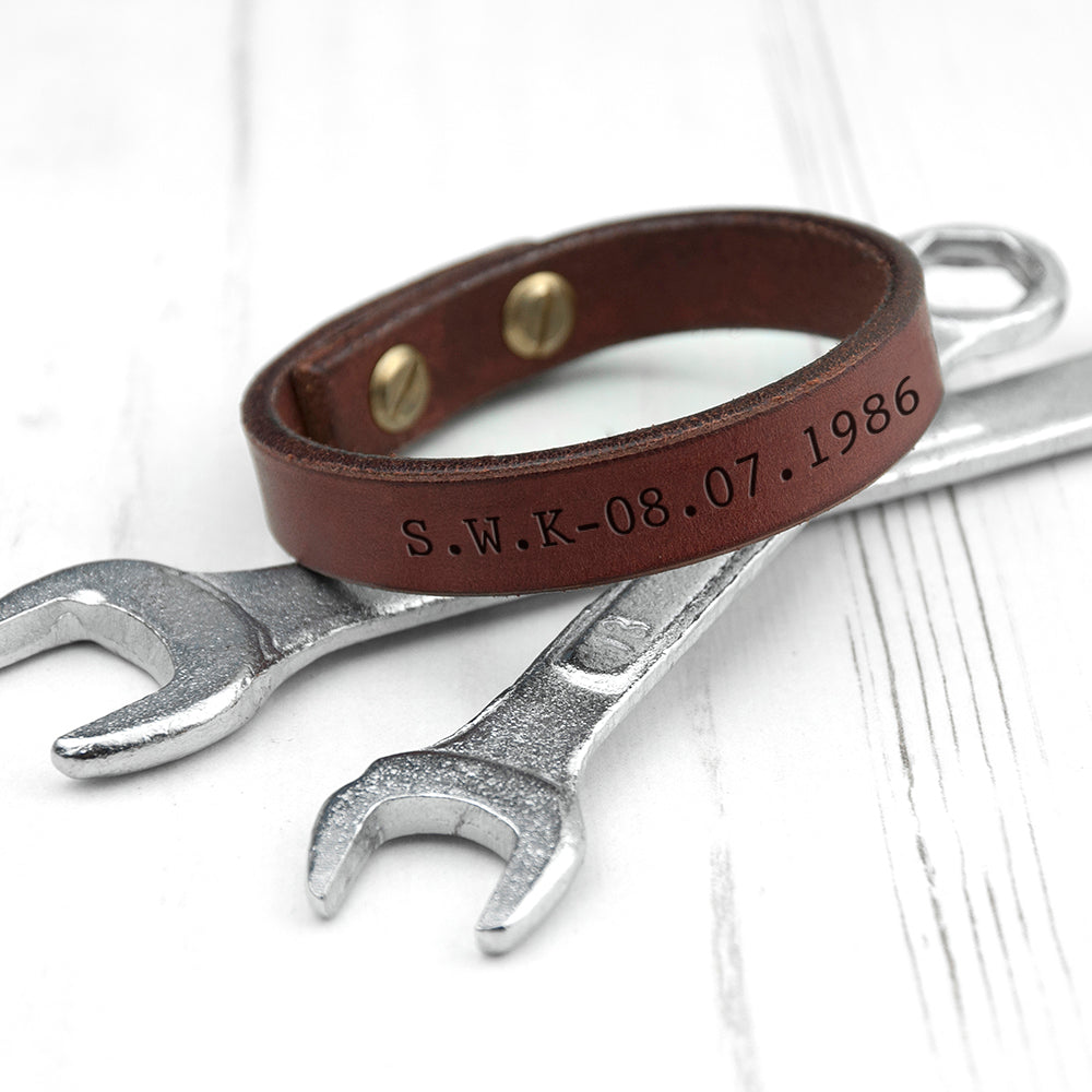 Personalised Men's Leather Bracelet
