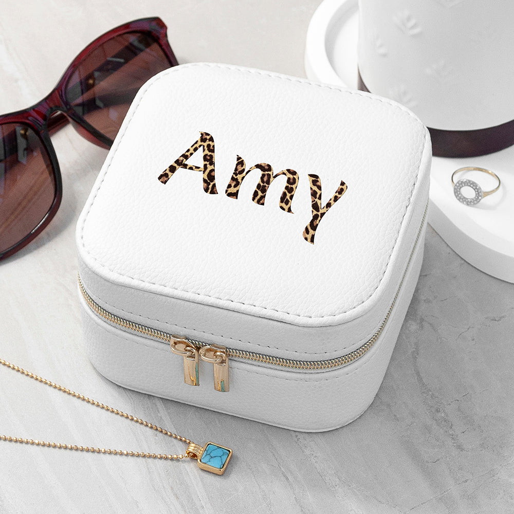 Personalised Animal Print Travel Jewellery Case