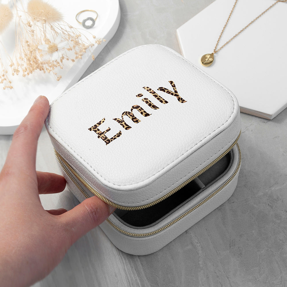 Personalised Animal Print Travel Jewellery Case
