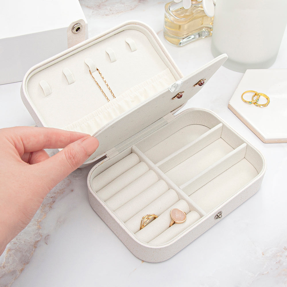 White Glitter Jewellery Case Personalise