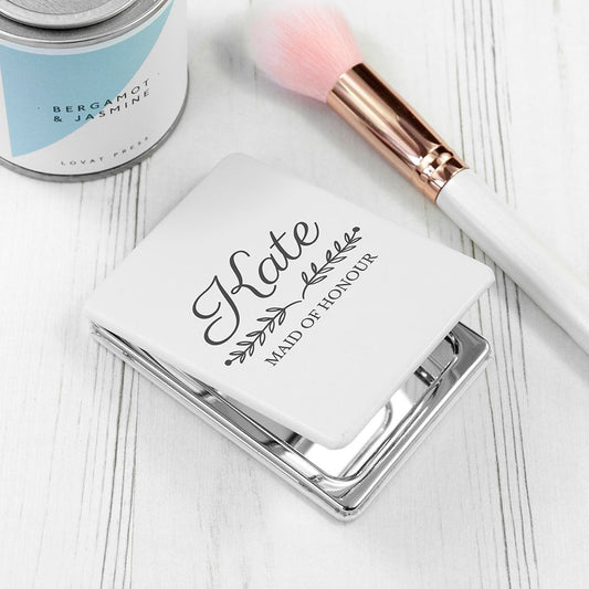 Personalised Bridal Compact Mirror Rectangle