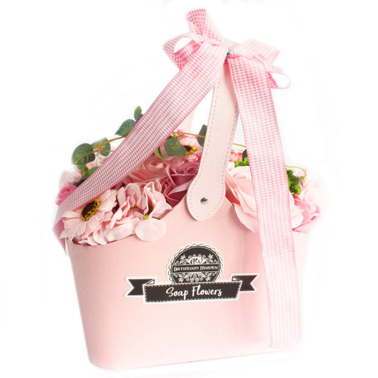 Basket Soap Flower Bouquet Pink