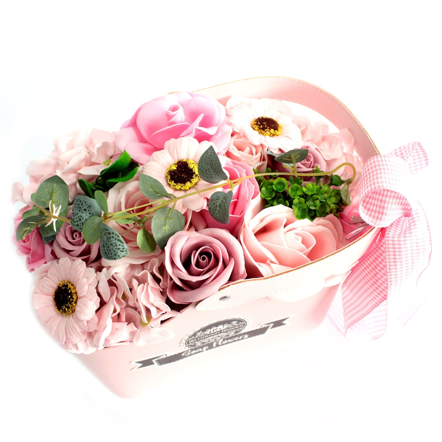Basket Soap Flower Bouquet Pink