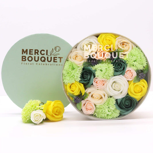 Soap Flower Gift Box Spring Celebrations Yellows and Greens