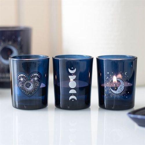 Blue Moon Votive Candles Holders Set of 3
