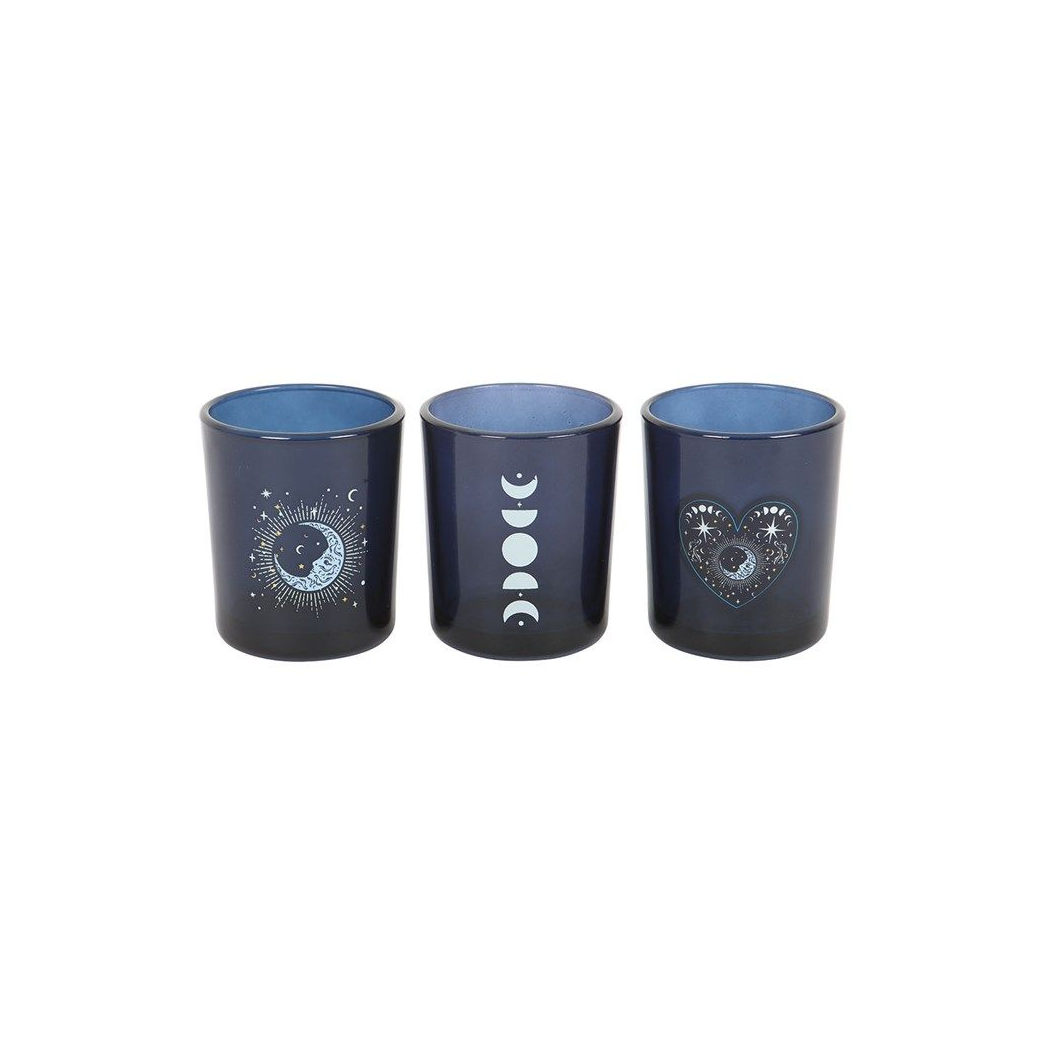 Blue Moon Votive Candles Holders Set of 3