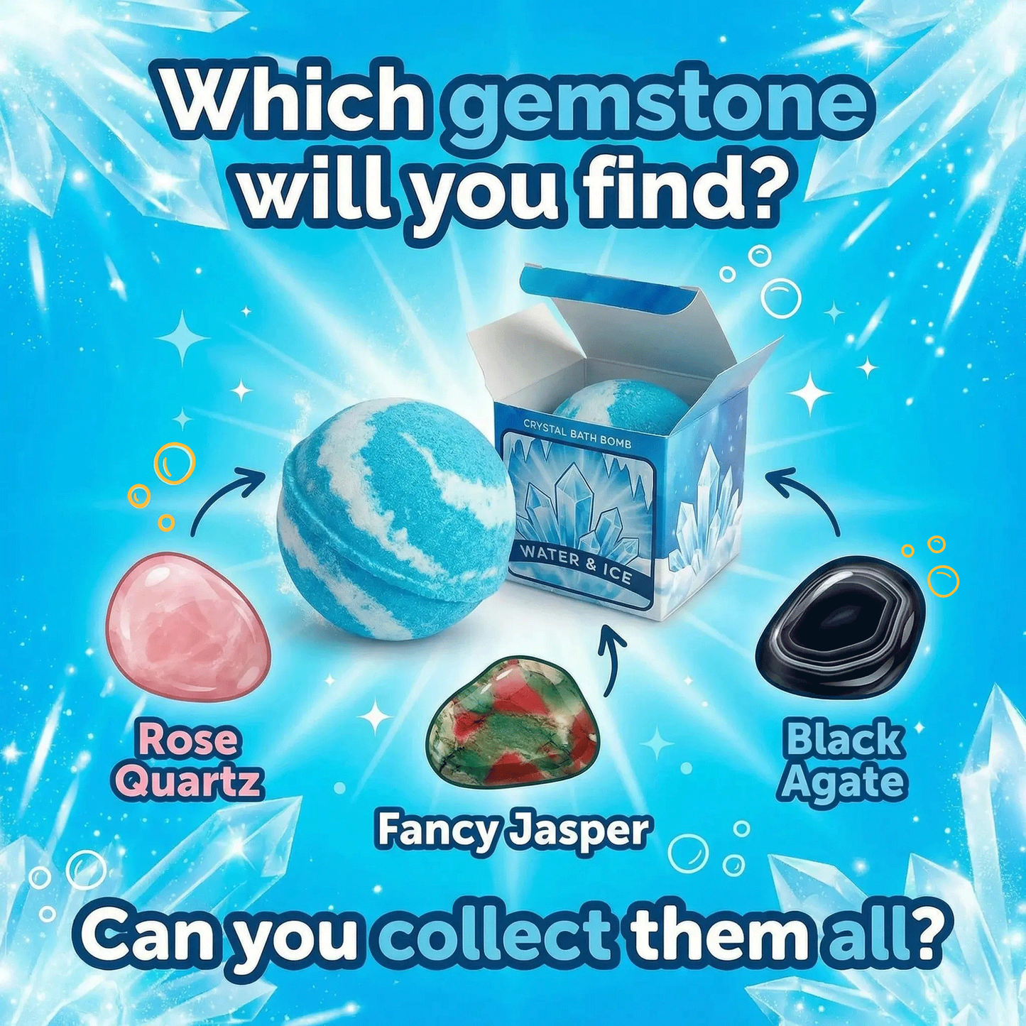 Elemental Bath Bomb With Hidden Crystal - Fire - Air -  Earth - Water Choice of 4